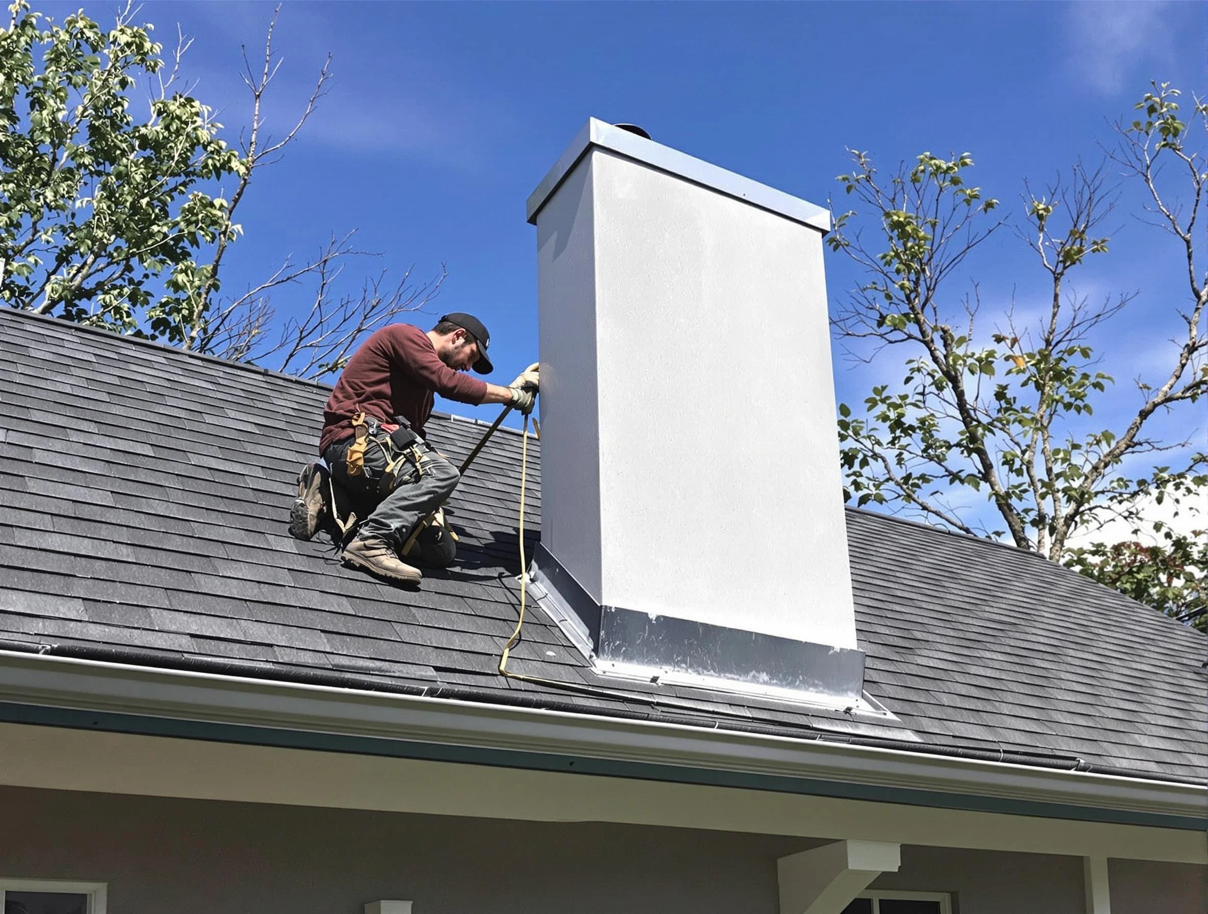 Florence Chimney Sweep team member finishing chimney construction in Florence, AZ