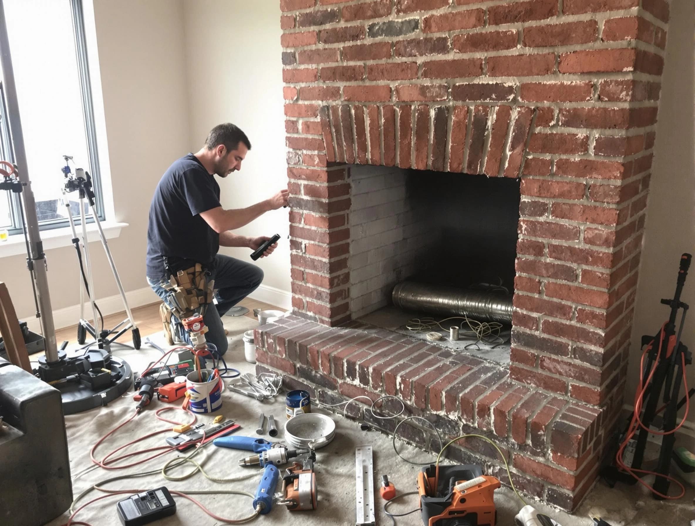 Florence Chimney Sweep specialist finalizing chimney liner service in Florence, AZ