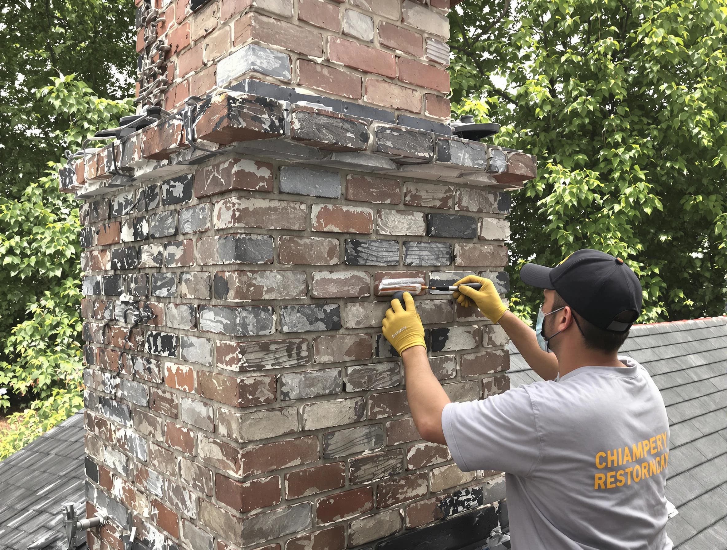 In-progress chimney restoration by Florence Chimney Sweep in Florence, AZ