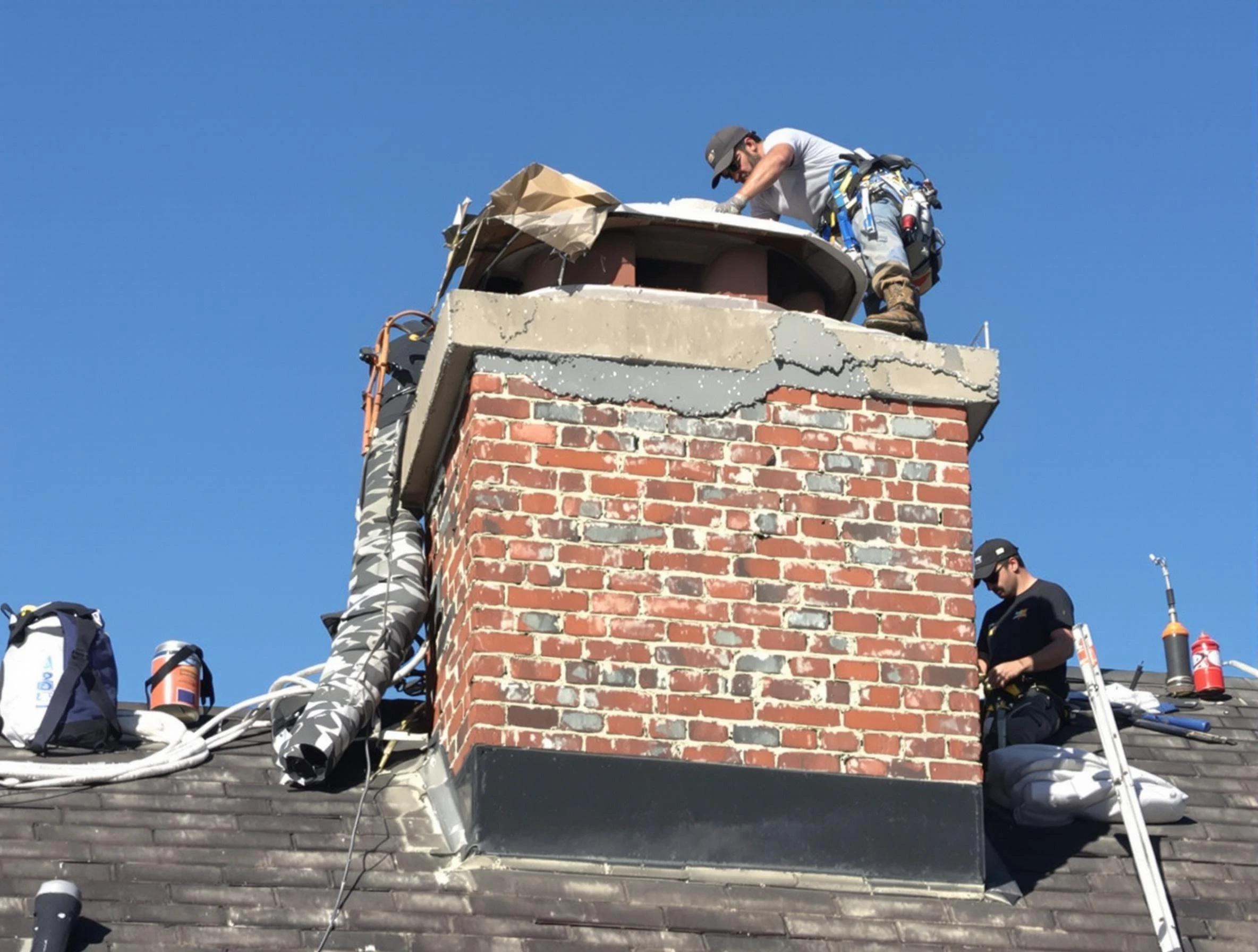Florence Chimney Sweep installing a custom chimney crown in Florence, AZ